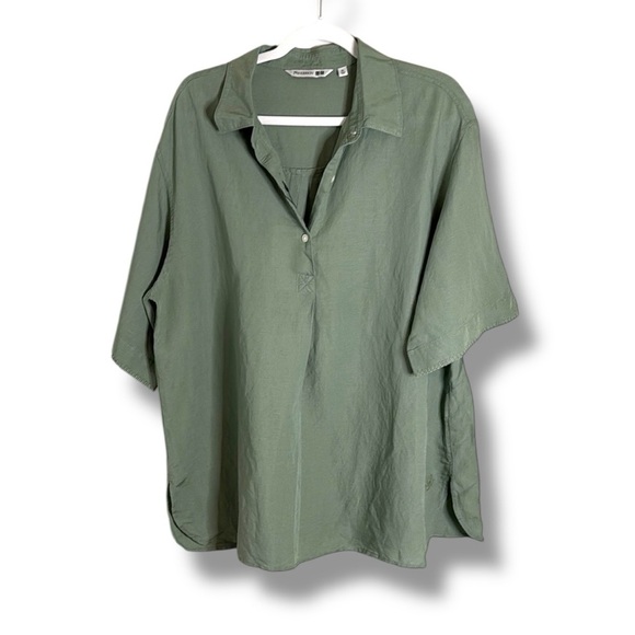 NWT JW Anderson x Uniqlo Green Linen Pullover Blouse Size XL - Picture 1 of 8